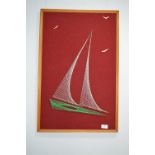 1960's Framed Needlework and Pin Picture Depicting A Sailing Yacht