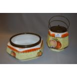 Hand Painted Fruit Bowl & Biscuit Barrel