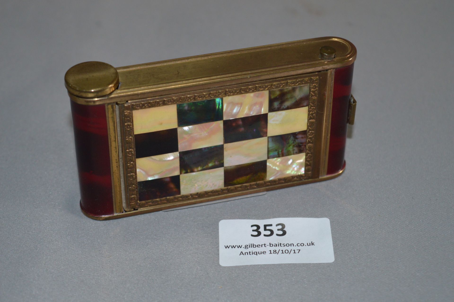 Compact Cigarette Case with Mother of Pearl Decoration