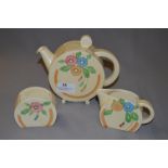 Clarice Cliff Newport Pottery 3 Piece Tea Set