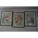 Set of 3 Framed Watercolours Depicting Floral Scenes Signed J.L.Lye