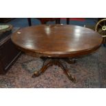 Victorian Loo Table on Carved Walnut Pedestal Base