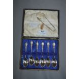 Cased Set of Silver Tea Spoons Sheffield 1893. Approximately 109 Grams