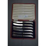 Cased Set of 6 Silver Handled Knives - Sheffield 1919