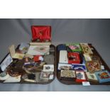 2 Trays containing Large collection of Costume Jewellry, Necklaces, Bangles, Brooches etc