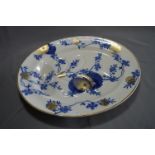 Large Victorian Blue & White Meat Plate