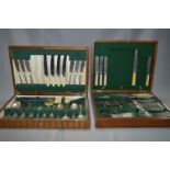 2 Oak Cased Canteens of Cutlery