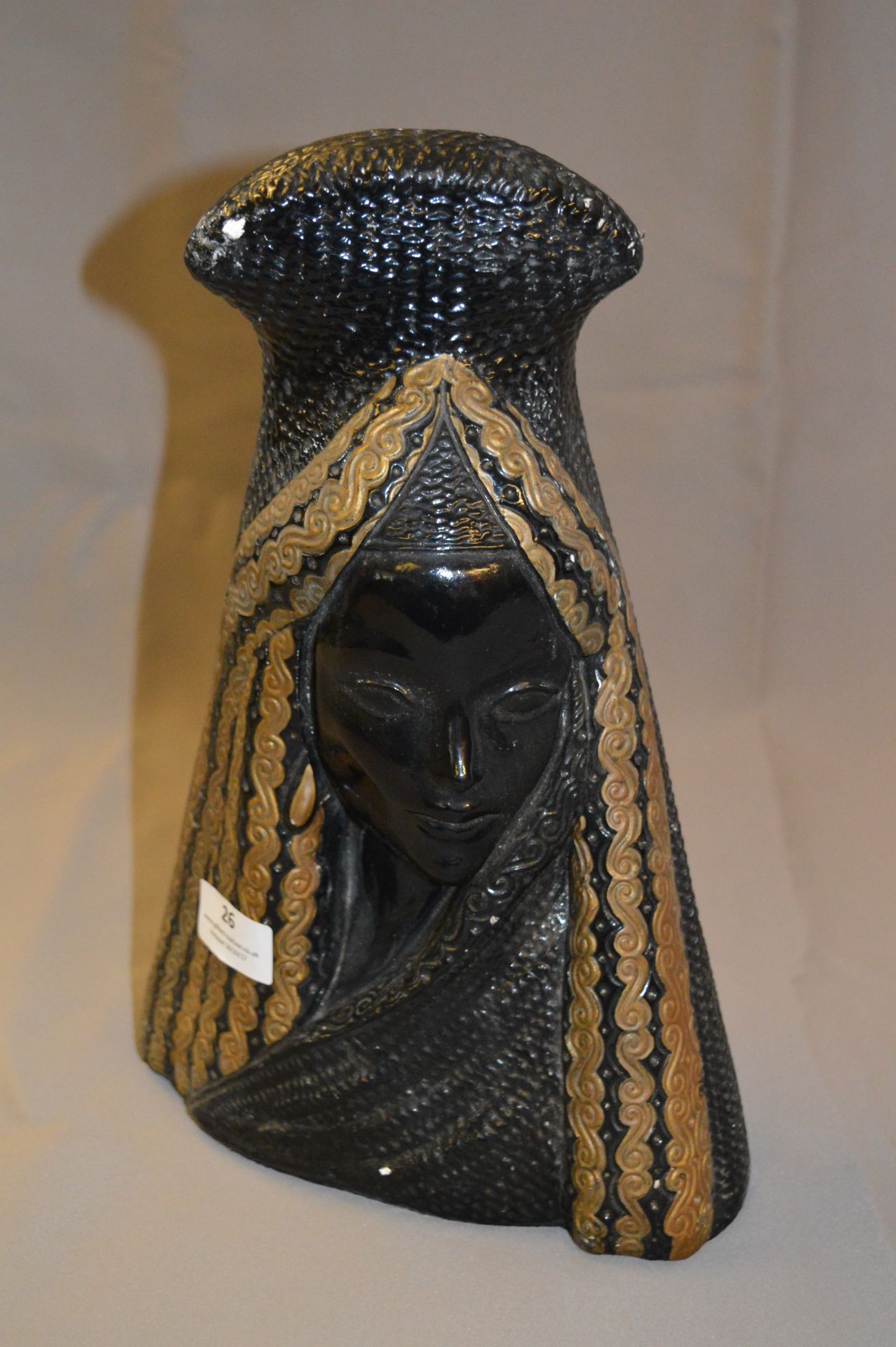 Large Chalk Black Painted Bust of an African Lady