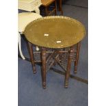 Indian Brass Tray Topped Folding Side Table