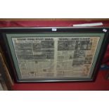 Framed Hull Daily Mail Spread Sheet - Hull FC & Rovers Wembley 1980