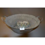 Small Galvanised Metal Wash Tub with Marbles