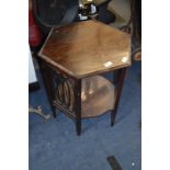 Hexagonal Topped Occasional Table with Fretted Panels