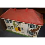 Tin Plate & Wood Dolls House & Furniture