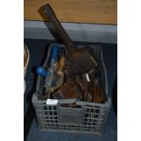 Box of Carpentry Tools including Mallet, Planes etc