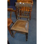 Carved Oak Slat Back Dining Chair
