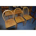 Set of 3 Ercol Stick Back Windsor Dining Chairs