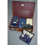 Leather Cased Holy Communion Set including Silver Goblet, Bottles & Dish - Silver weighing