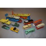 Tray containing 11 Dinky & Corgi Diecast Trucks and Buses