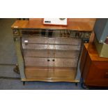 1950's Display Cabinet with Mirrored Front and Glass Sliding Doors