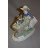 Lladro Figurine - Girl with Wheelbarrow and Puppies