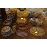 Collection of Amber & Carnival Glassware