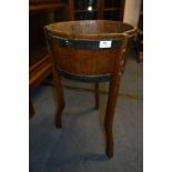 Oak Metal Bound Barrel Jardiniere Stand