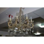 French Eight Crystal Glass Chandelier