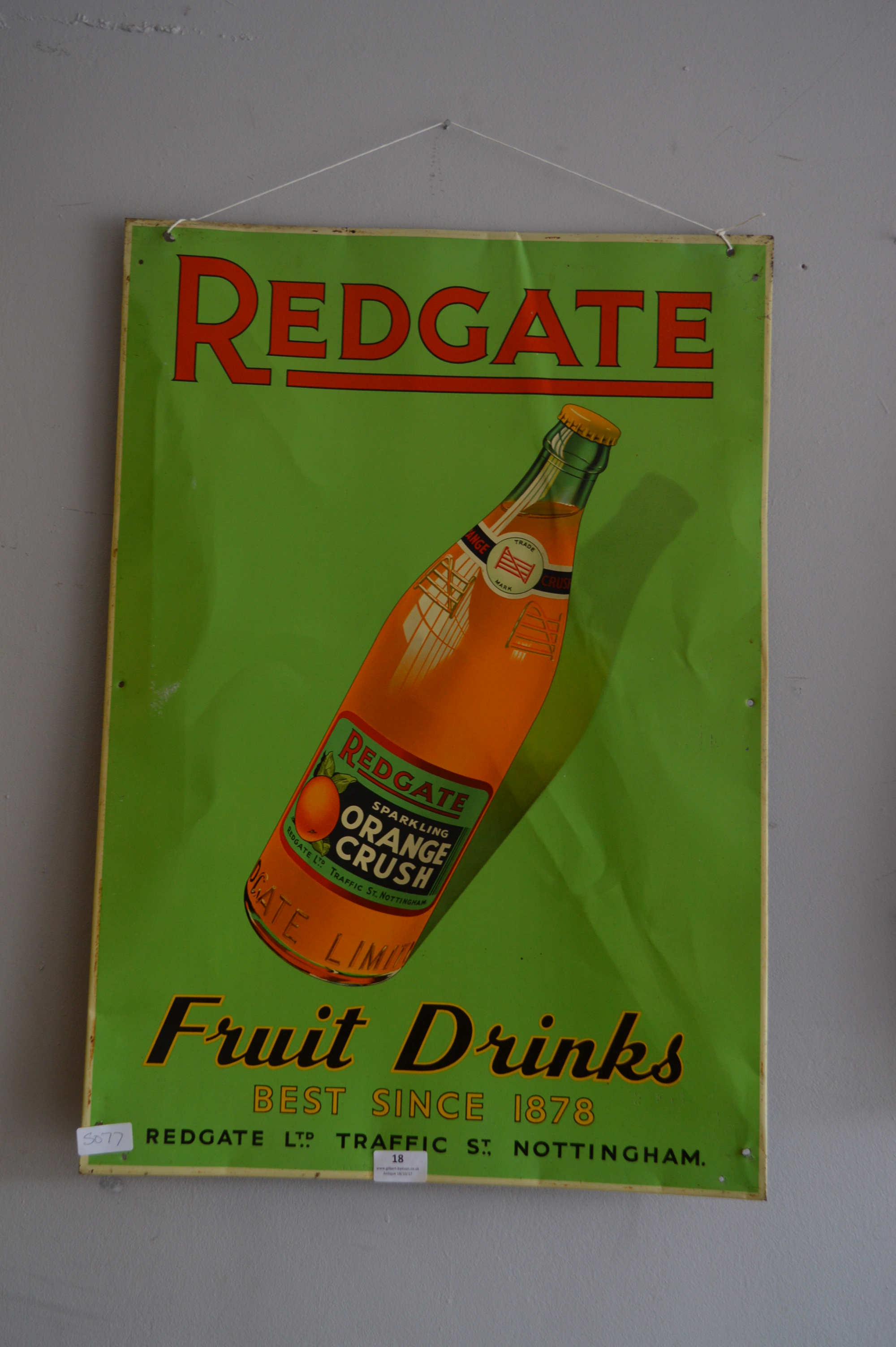 Metal Advertising Sign Redgate Fruit Drinks