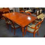 Waring & Gillow Mahogany Victorian Style Extending Dining Table with Four Balloon Back Chairs and