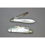 2 Silver & Mother of Pearl Pen Knives