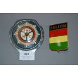 2 Car Badges - FBP Motor Club & Bolivia