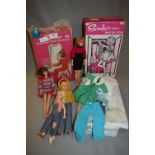 Sindy Wardrobe, Dressing Table, Bed and assorted Dolls