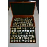 Collectors Case Containing Military Cap Badges & 53 Silver Regimental Coins