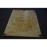 Cotton Backed Wall Mounted Map of England and Wales