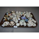 Tray containing Miniature Pottery including Coalport, Spode and Wade Whimsies