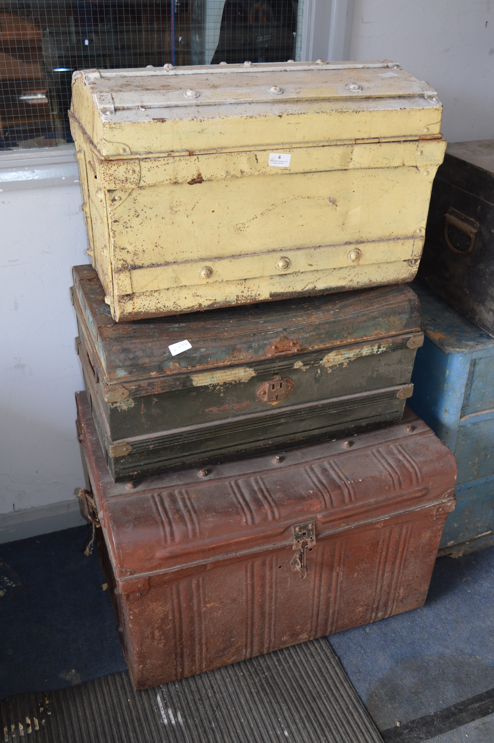 3 Metal Travelling Trunks