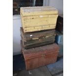 3 Metal Travelling Trunks