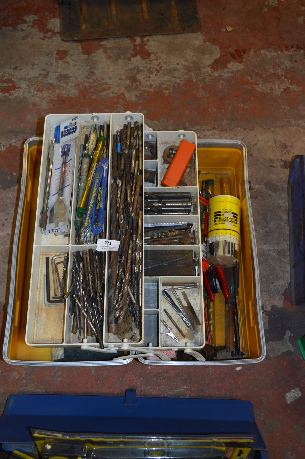 Toolbox Containing Various Drill Bits, etc.