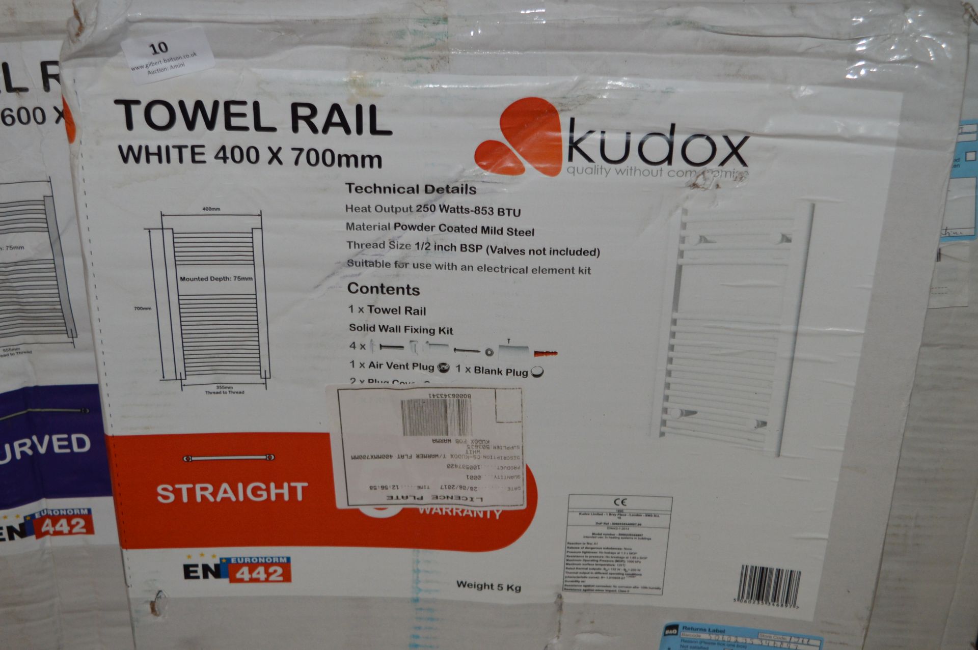 *Kudox White 400x700 Towel Rail