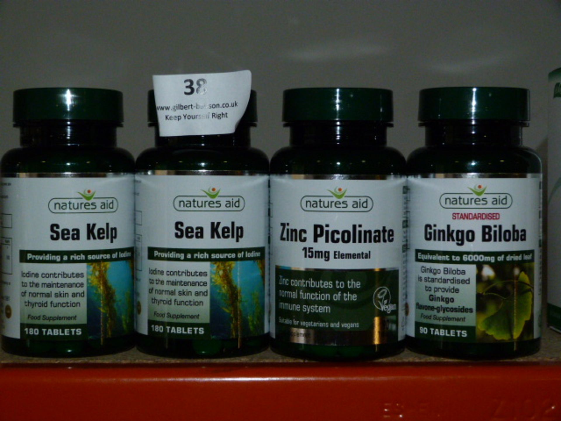 *2 x 180 Tablets of Natures Aid Sea Kelp, 1 x 90 Tables of Zinc Picolinate, 1 x 90 Tablets of Ginkgo