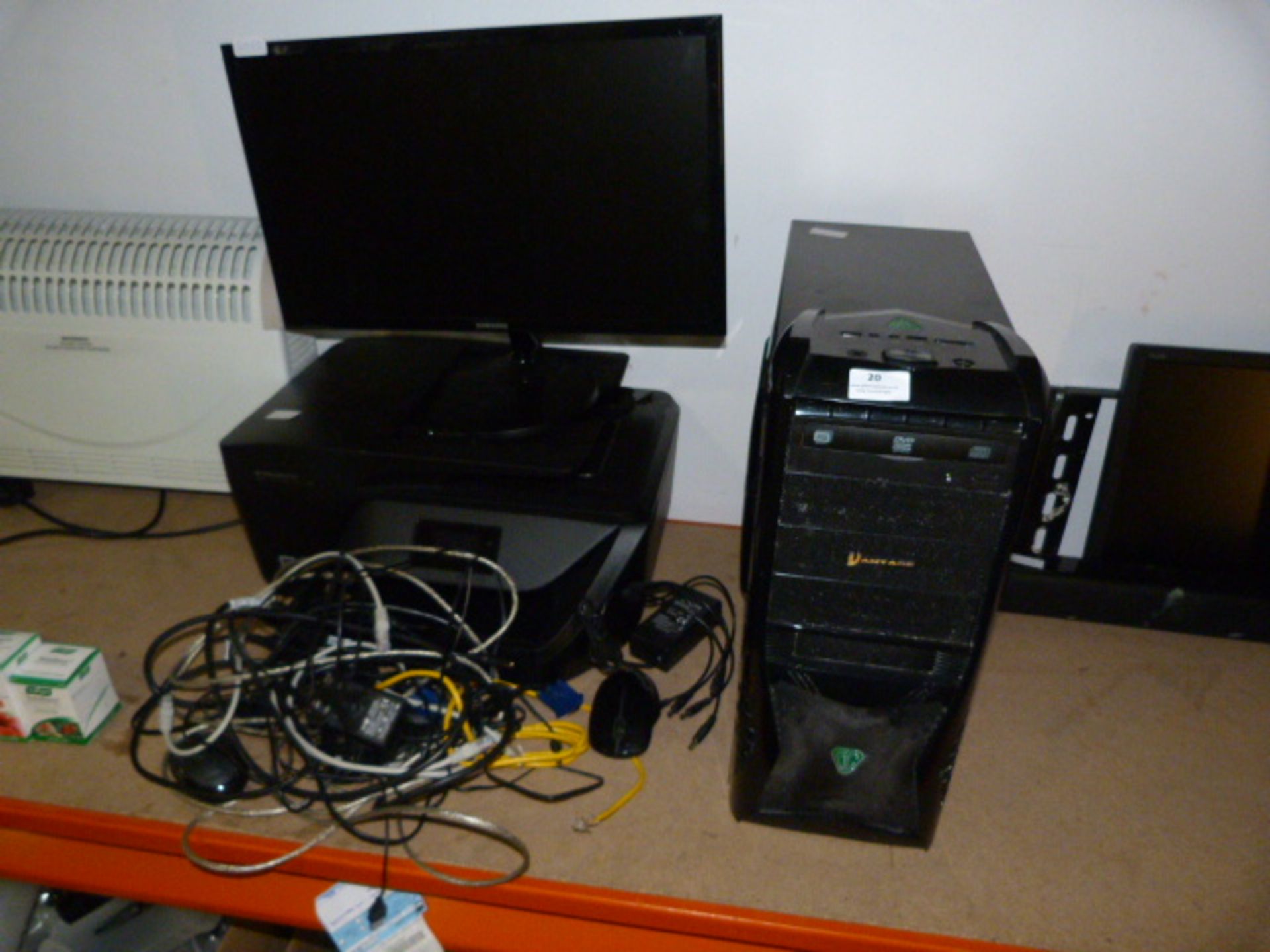 *Vantage Desktop Computer with Flat Screen Monitor, Keyboard, Mouse and HP Office Jet 6950 Printer