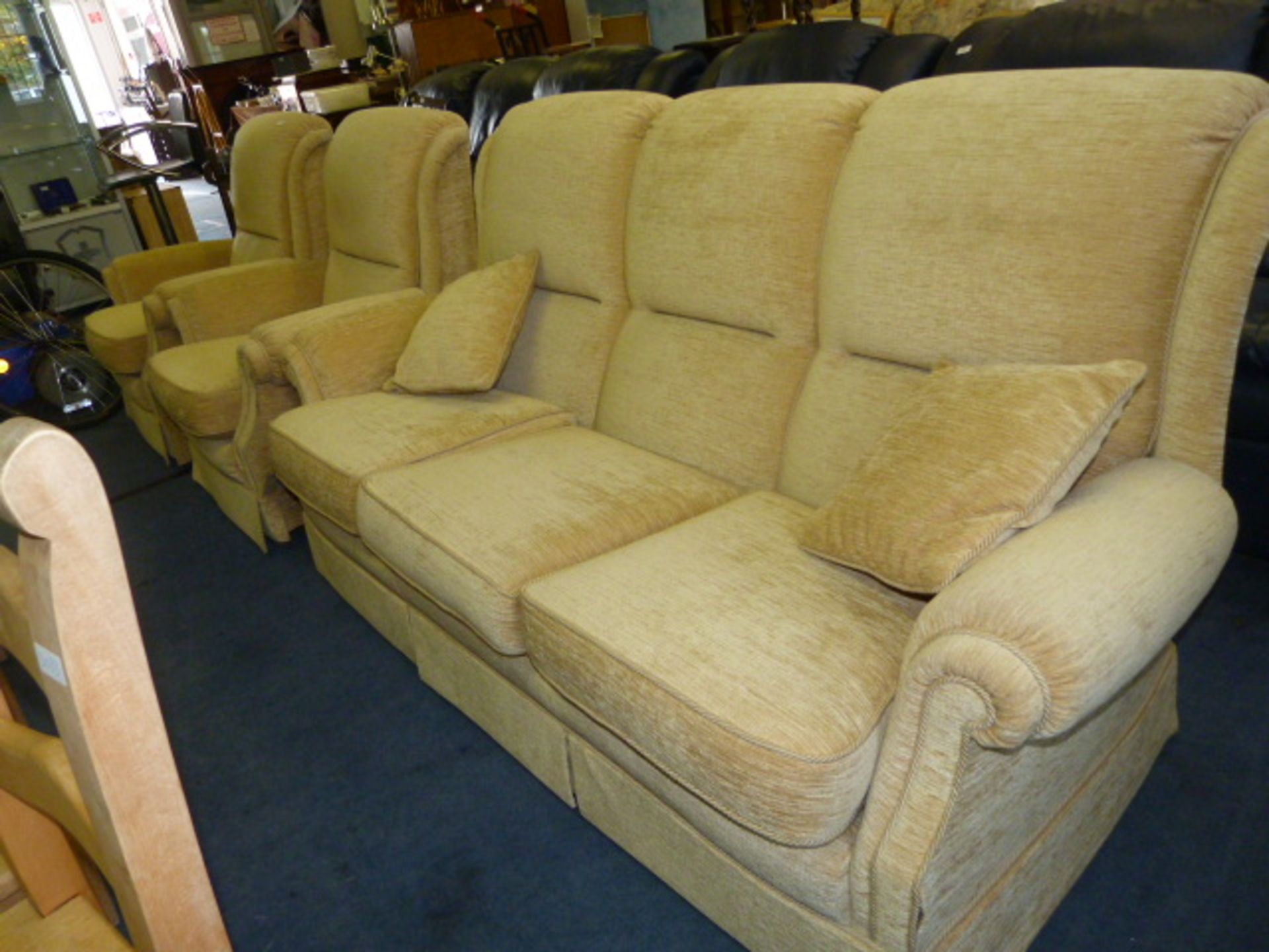 Three Piece Suite: Three Seat Sofa and Two Armchairs