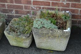 One Large and One Small Limestone Garden Planters