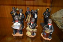 Set of Eight Jazz Musician Pottery Ornaments