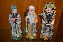 Three Pottery Chinese Gods