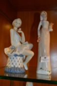 Two Spanish Pottery Ornaments "Ballerina" and " Girl with Vase"