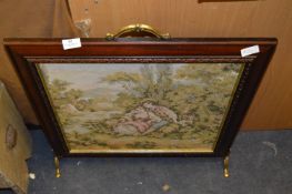 Framed Fire Screen with Needlework Panel