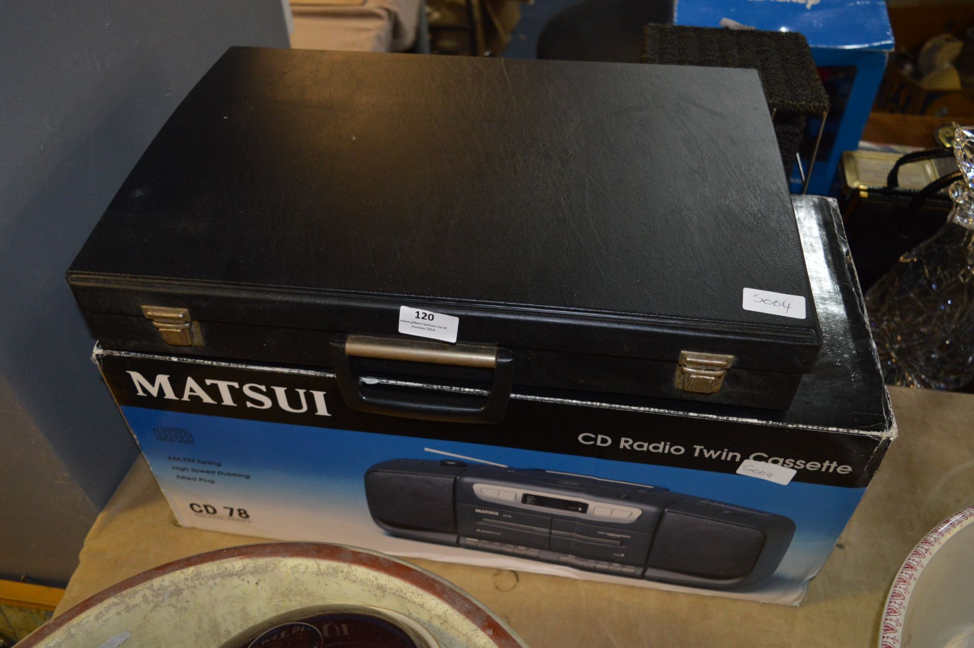 Matsui CD Radio Cassette with a Case of Cassettes