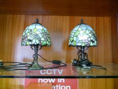 Pair of Tiffany Style Table Lamps with Kingfisher Shade