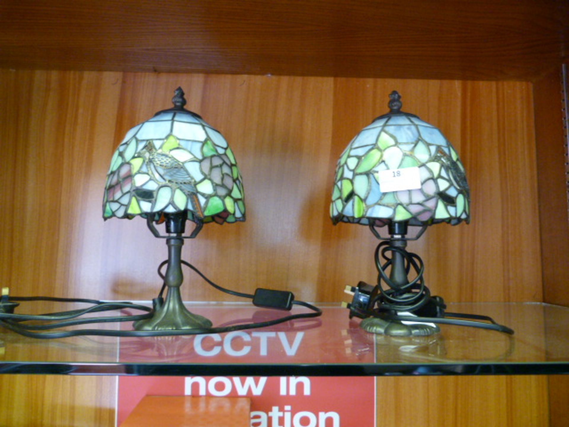 Pair of Tiffany Style Table Lamps with Kingfisher Shade